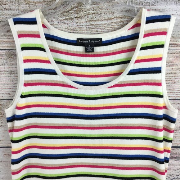 Designers Originals Muliticolor Striped Sleeveless Knit Sweater Tank - Picture 2 of 9